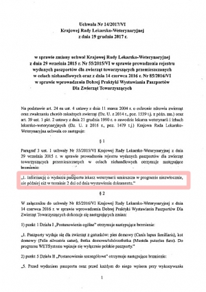 Paszporty  &gt;&gt; uchwala KRLW nr 14-2017-VII dot Dobrej Praktyki Wystawiania Paszportów